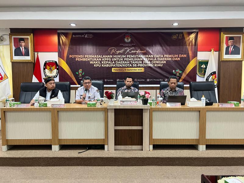 KPU Riau Gelar Rakor Permasalahan Hukum Pemutakhiran Data Pemilih dan Pembentukan KPPS