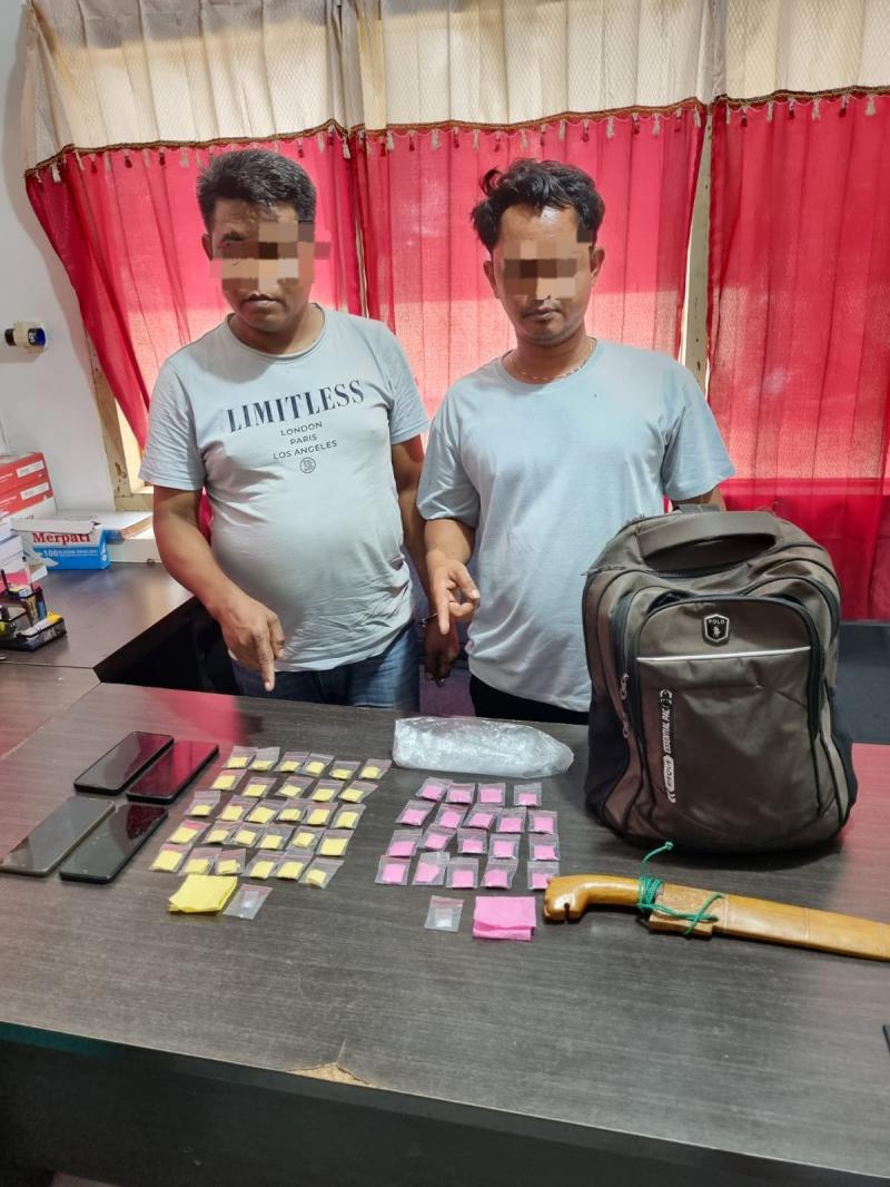 Polsek Kampar Kiri Ringkus Dua Pelaku Peredaran Sabu di Kebun Sawit, 53,11 Gram Sabu Diamankan