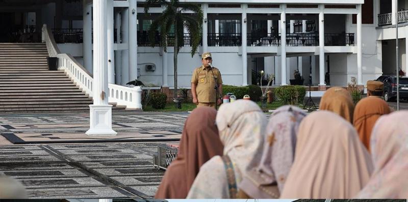 Apel Pagi di Kantor Bupati Siak Diwarnai Kemarahan Wabup Husni Merza, Pegawai Kecewa, Hak Belum Terbayar