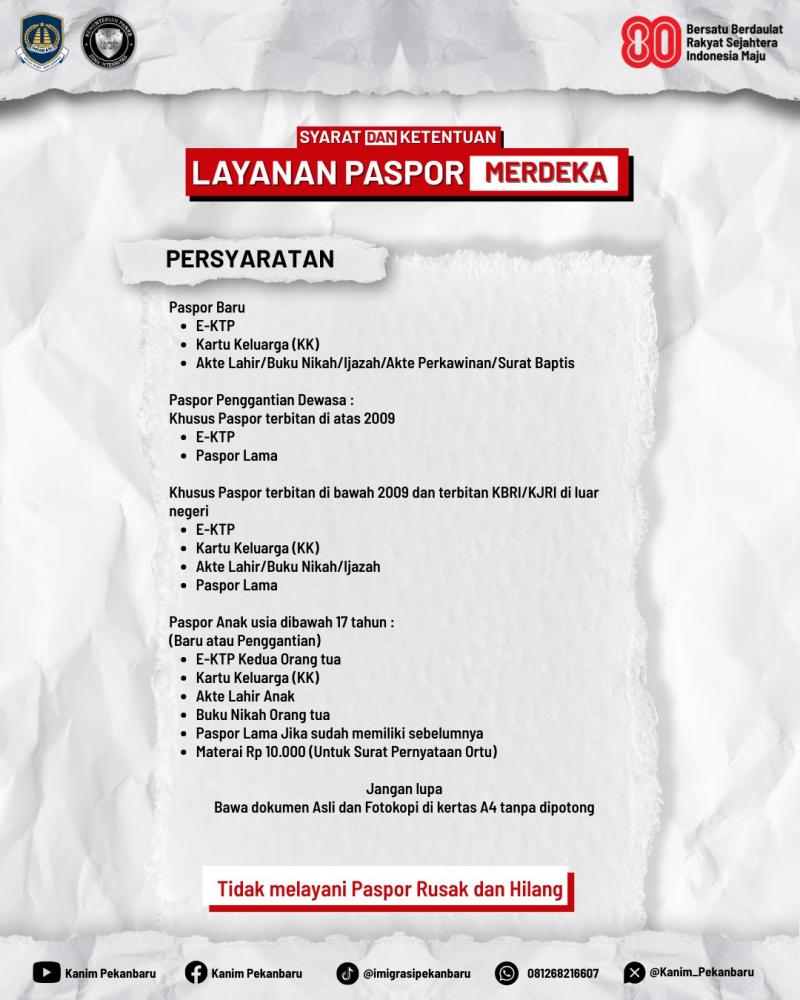 Rayakan Kemerdekaan dengan Layanan Paspor Merdeka di Mall Ciputra Seraya Pekanbaru