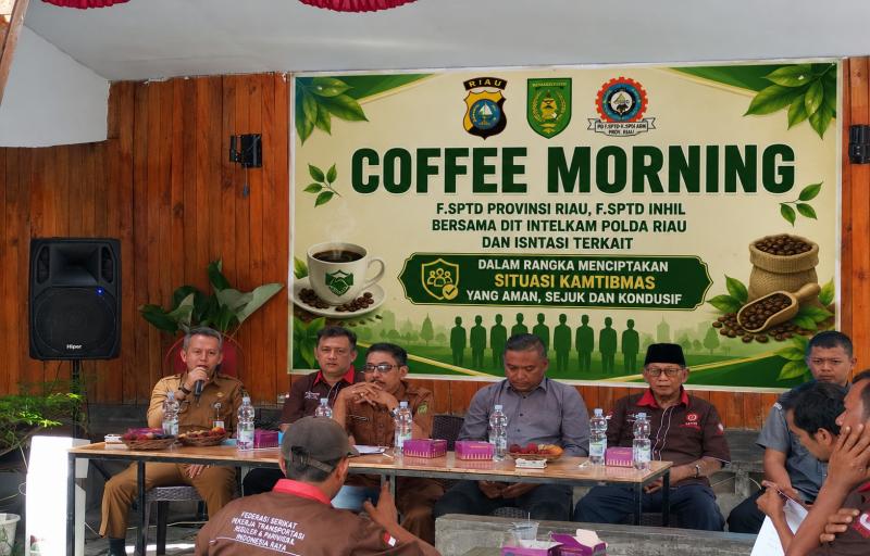 Coffee Morning di Inhil, Dit Intelkam Polda Riau dan F.SPTD Bangun Komitmen Jaga Hubungan Industrial Tetap Kondusif